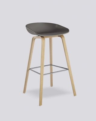 About a Stool AAS32 / AAS 32 Barhocker Niedrig Eiche geseift / Grau Hay